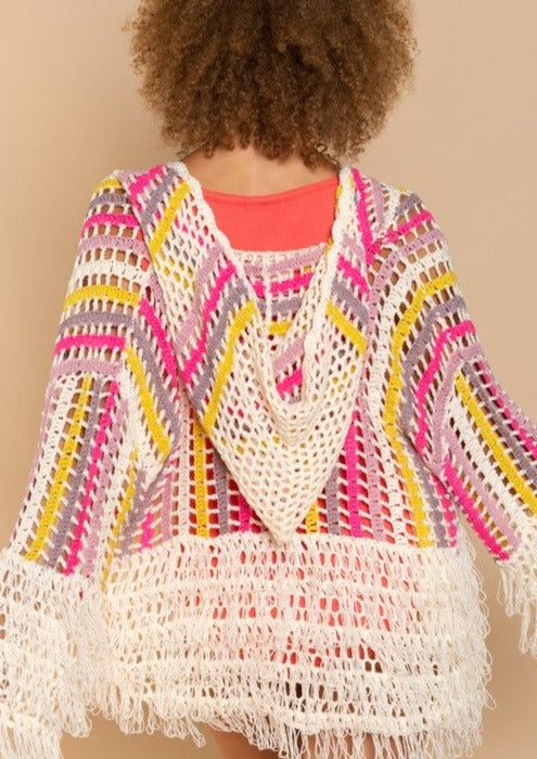 Color Block Knit Looped Sweater
