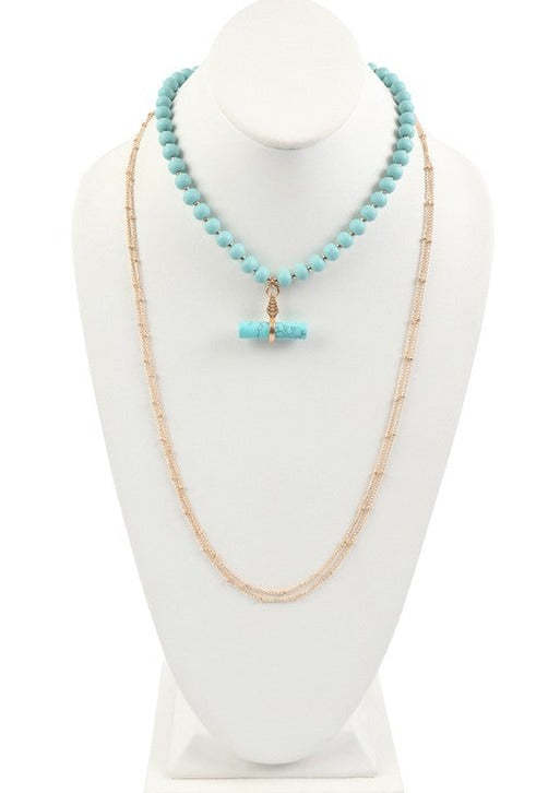Ocean Blue Stone Pendant Necklace
