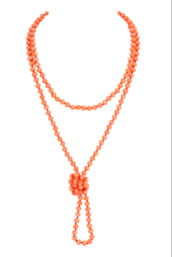 Coral Longline Beaded Necklace