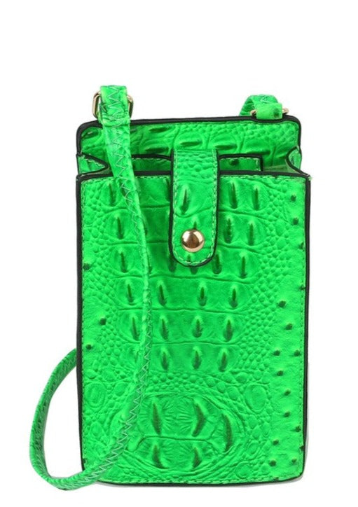 Faux Croc Crossbody Cellphone Bag