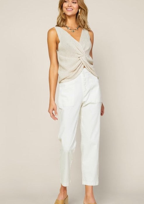 Simply You Button Up White Utility Pant