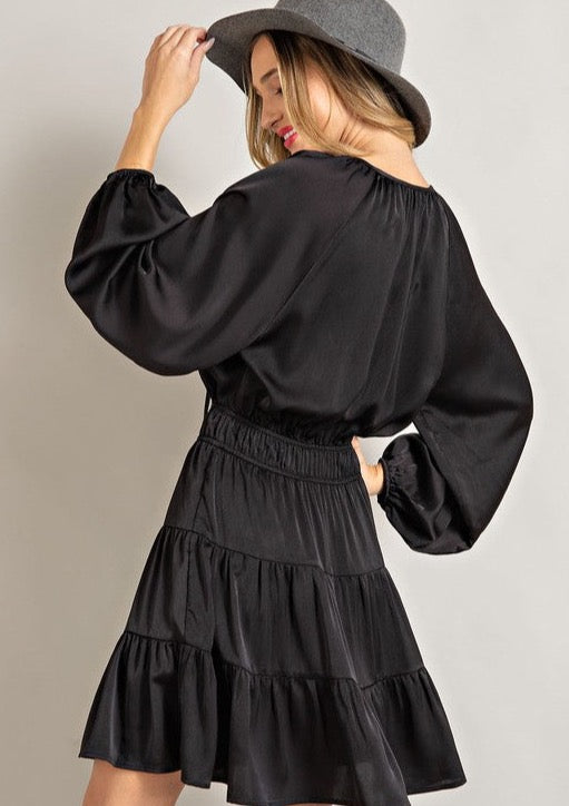 Calli Satin Long-Sleeve Dress