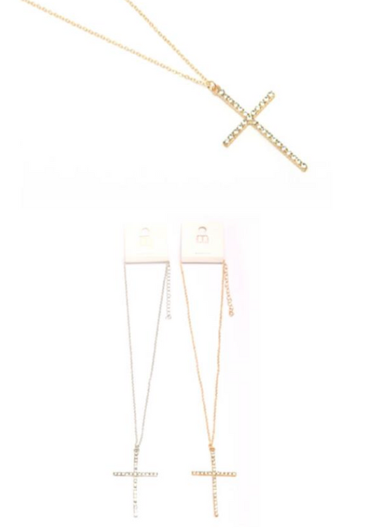 Oversized Cross Pendant Necklace (2 COLORS)